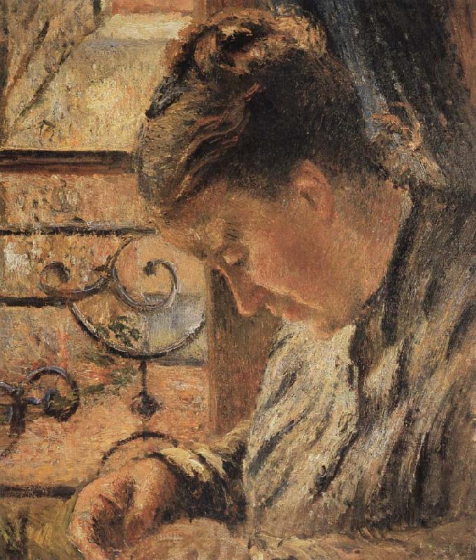 Camille Pissarro The Woman is sewing in front of the window Norge oil painting art